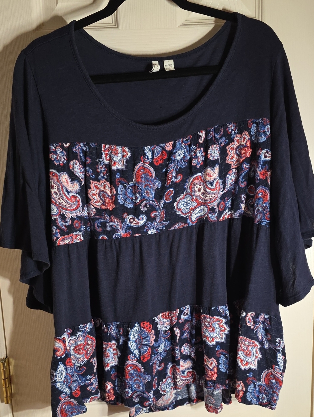 Navy Paisley Panel Scoop Neck Tunic